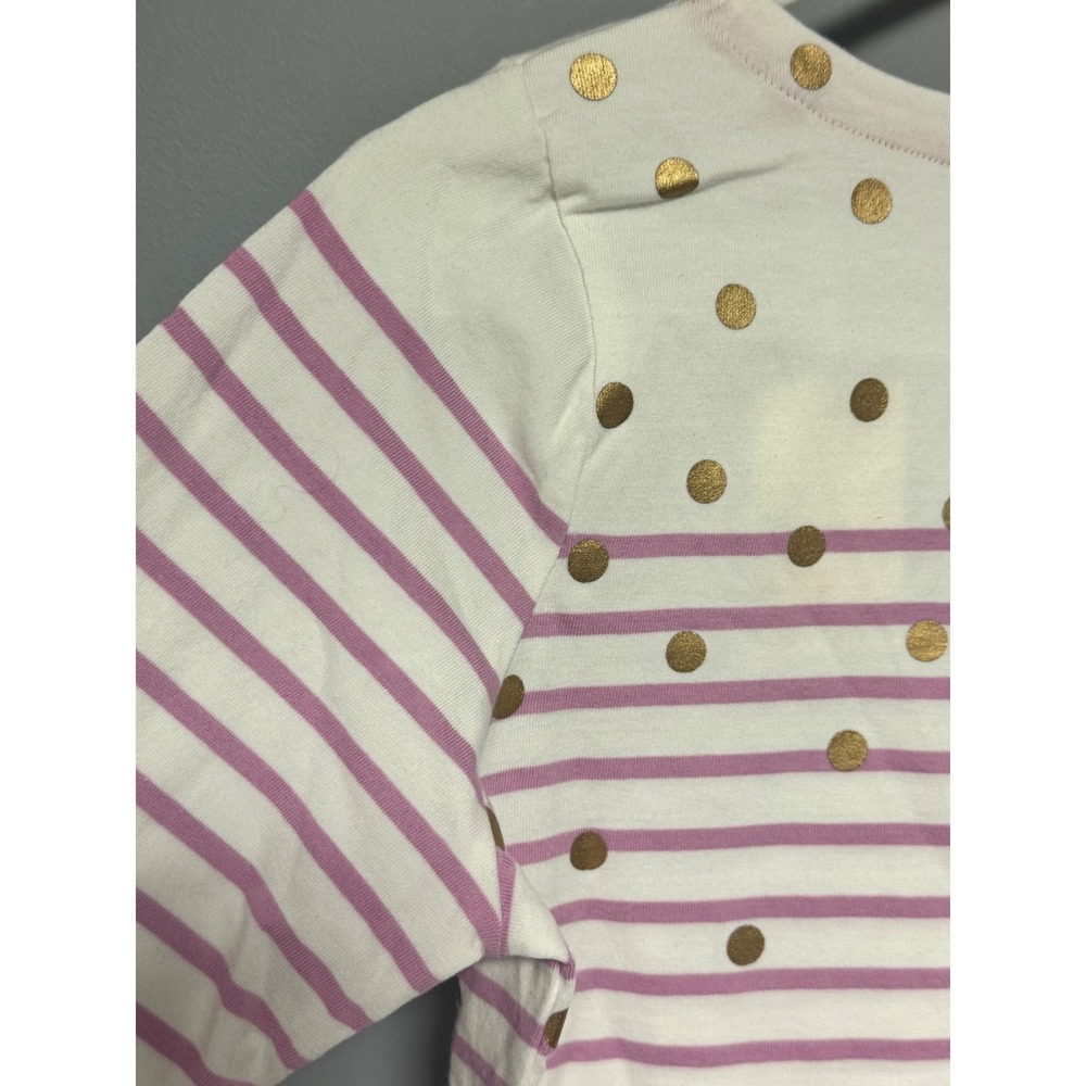 Boden Girls Breton Long‎ Sleeve Striped Gold Dot Shirt 13 14 Years 164cm Party - Picture 7 of 8